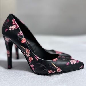 Floral Black Stiletto Heels